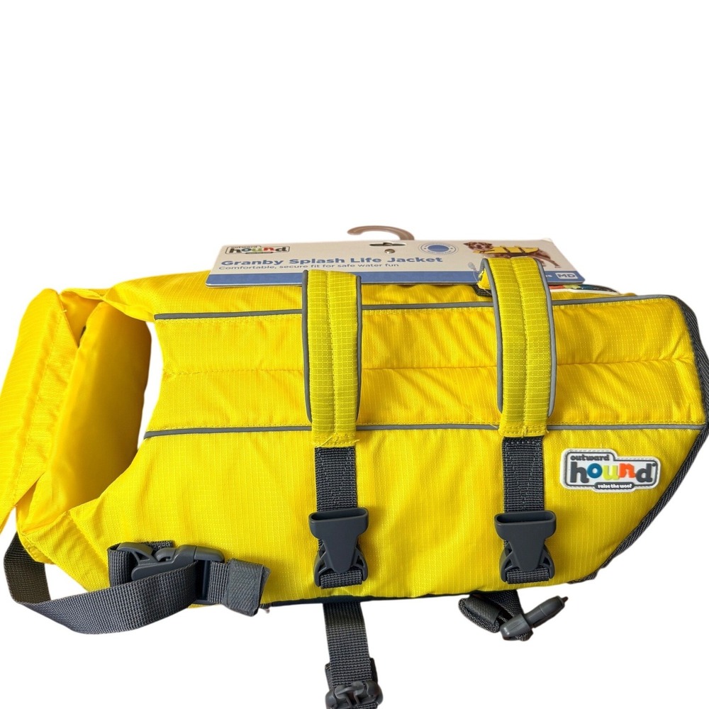Outward Hound Granby Splash Dog Life Jacket Yellow Medium MD 21-27in Girth 70357